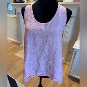 PURE NAVY 100% Linen Peach High Low Tank Top Size Small VGUC